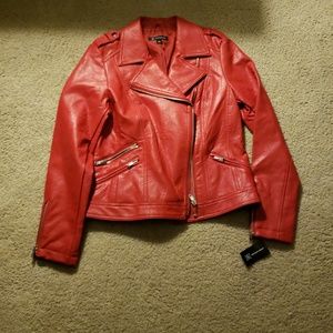 Red fake-leather jacket